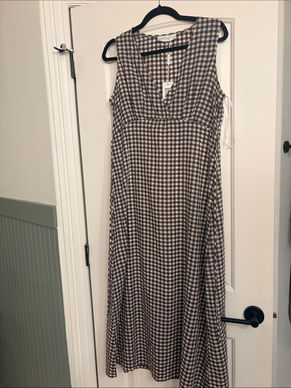 Petal & Pup Sleeveless Brown Gingham Midi Dress